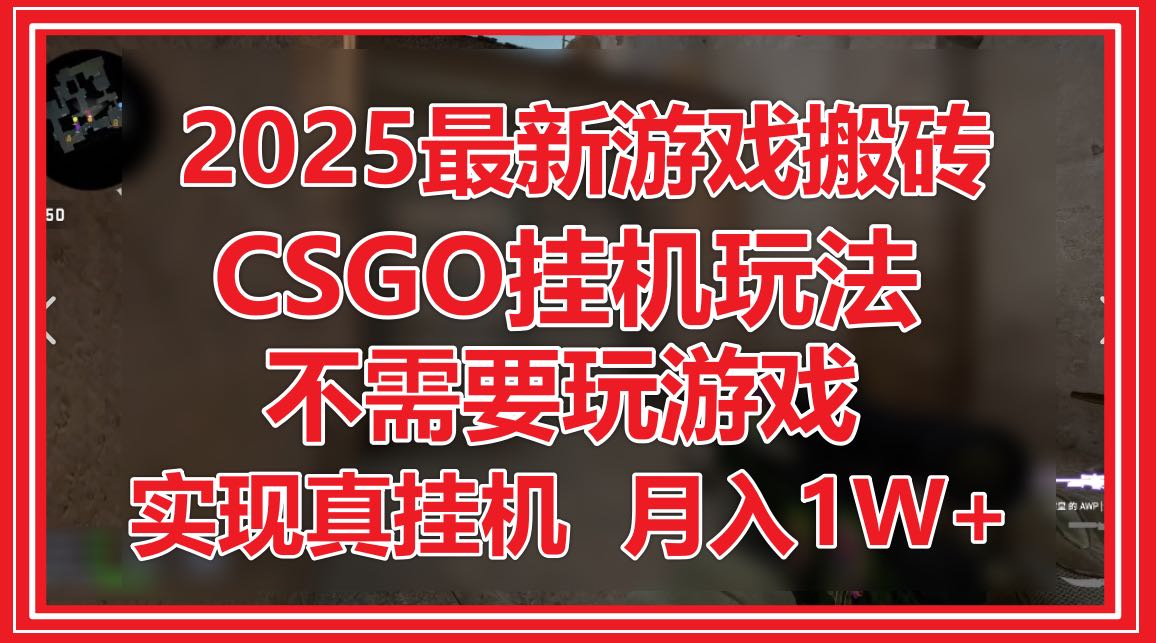 2025最新游戏搬砖，CSGO挂机，不需要玩游戏，实现真挂机，月入1W+-玻哥网络技术工作室