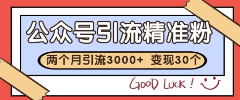 公众号精准粉引流玩法，2个月3000+精准粉，变现30个W【揭秘】-玻哥网络技术工作室