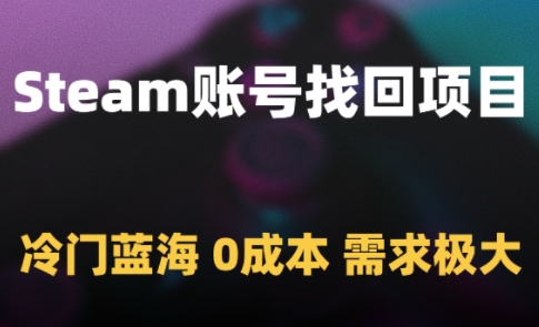 Steam账号找回项目，冷门蓝海，0成本，需求极大-玻哥网络技术工作室