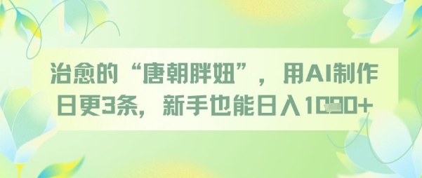 治愈的“唐朝胖妞”，用AI制作日更3条，新手也能日入多张-玻哥网络技术工作室