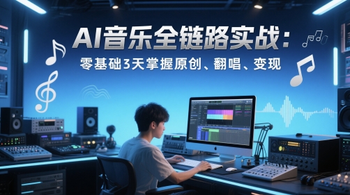 AI音乐全链路实战变现课：零基础3天掌握原创、翻唱、变现-玻哥网络技术工作室