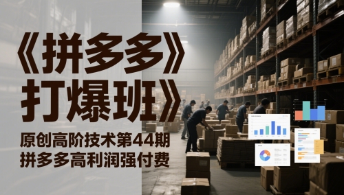 《拼多多打爆班》原创高阶技术第44期，拼多多高利润强付费-玻哥网络技术工作室