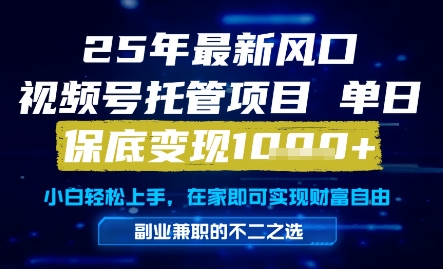 25年最新风口，视频号托管项目，单日保底变现1k+，手把手教学【揭秘】-玻哥网络技术工作室