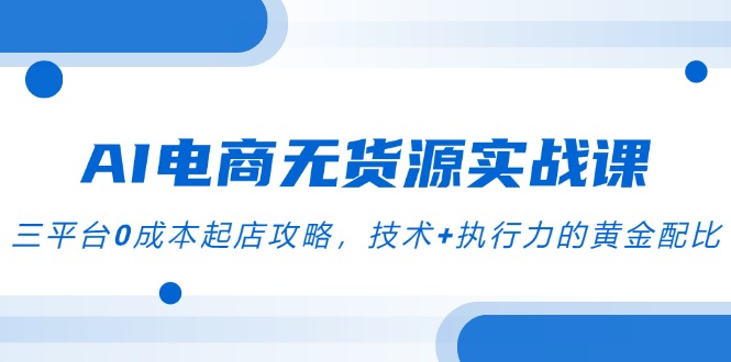 AI电商无货源实战课，三平台0成本起店攻略，技术+执行力的黄金配比-玻哥网络技术工作室