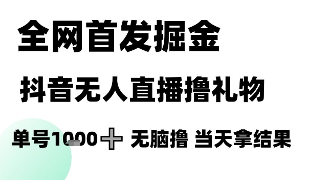 全网首发掘金抖音无人直播撸礼物，单号1k +无脑撸，当天拿结果【揭秘】-玻哥网络技术工作室