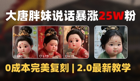 AI大唐胖贵妃说话2.0，40条视频暴涨40w粉，附独家变现攻略-玻哥网络技术工作室
