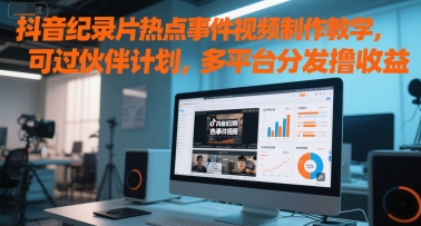 抖音纪录片热点事件视频制作教学，可过伙伴计划，多平台分发撸收益-玻哥网络技术工作室