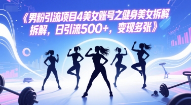 男粉引流项目4美女账号之健身美女拆解，日引流500+，变现多张-玻哥网络技术工作室