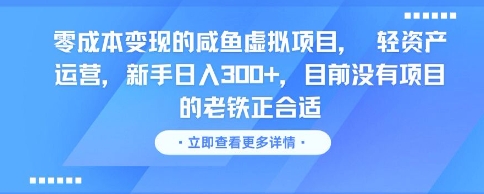 零成本变现的咸鱼虚拟项目， 轻资产运营，新手日入3张+，目前没有项目的老铁正合适-玻哥网络技术工作室