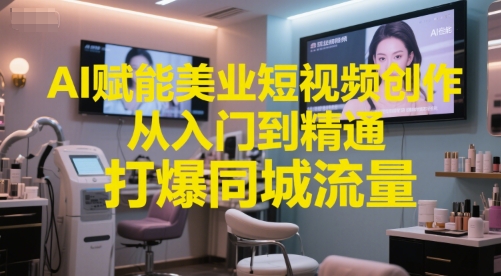 AI赋能美业短视频创作，从入门到精通，打爆同城流量，超级AI工具短视频实操落地-玻哥网络技术工作室