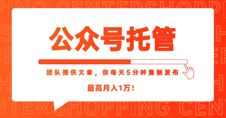【公众号托管 】我提供文章，你每天５分钟复制发布，最高月入1W-玻哥网络技术工作室