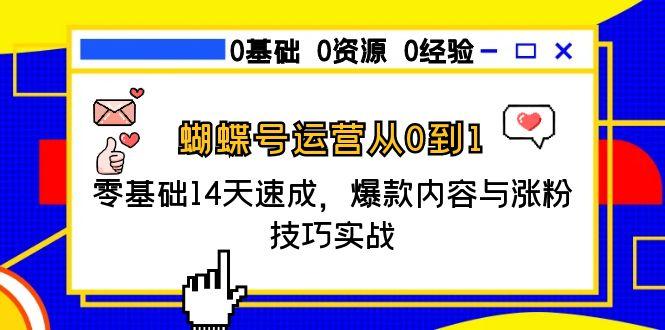 蝴蝶号运营从0到1，零基础14天速成，爆款内容与涨粉技巧实战-玻哥网络技术工作室