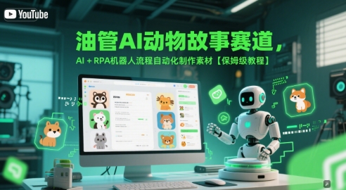 油管AI动物故事赛道，AI+RPA机器人流程自动化制作素材【保姆级教程】-玻哥网络技术工作室